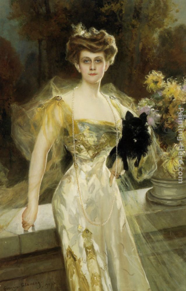 Portrait of Mrs Meunier painting - Francois Flameng Portrait of Mrs Meunier art painting